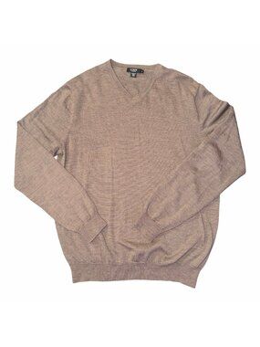 J. Crew Sweater 100% Merino Wool Camel V-Neck Sweater Men’s XL Preppy Capsule